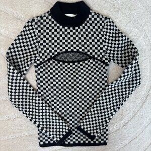 Oat + Fort Checkered Cutout Sweater